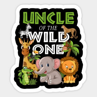 Uncle of the Wild One Zoo Birthday Safari Jungle Animal Sticker